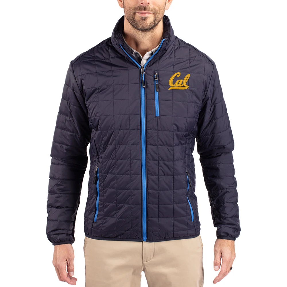 Men's Cutter & Buck Navy Cal Bears Rainier Eco Insulated PrimaLoft Full-Zip Puffer Jacket