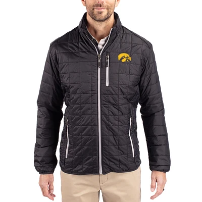 Men's Cutter & Buck  Black Iowa Hawkeyes Rainier Eco Insulated PrimaLoft Full-Zip Puffer Jacket