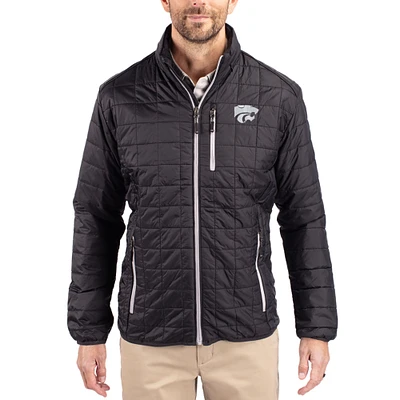 Men's Cutter & Buck  Black Kansas State Wildcats Rainier Eco Insulated PrimaLoft Full-Zip Puffer Jacket