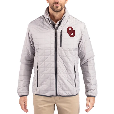 Men's Cutter & Buck  Gray Oklahoma Sooners Rainier Eco Insulated PrimaLoft Full-Zip Puffer Jacket