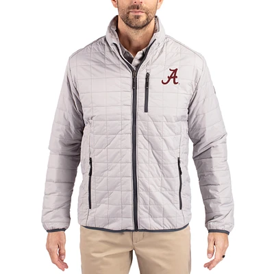 Men's Cutter & Buck  Gray Alabama Crimson Tide Rainier Eco Insulated PrimaLoft Full-Zip Puffer Jacket
