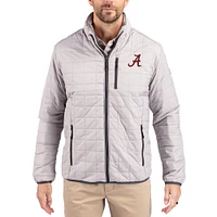 Men's Cutter & Buck  Gray Alabama Crimson Tide Rainier Eco Insulated PrimaLoft Full-Zip Puffer Jacket