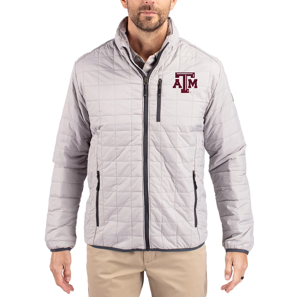 Men's Cutter & Buck Gray Texas A&M Aggies Rainier Eco Insulated PrimaLoft Full-Zip Puffer Jacket