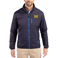 Men's Cutter & Buck  Navy Michigan Wolverines Rainier Eco Insulated PrimaLoft Full-Zip Puffer Jacket