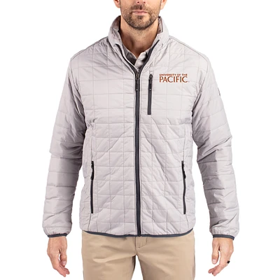Men's Cutter & Buck  Gray Pacific Tigers Rainier Eco Insulated PrimaLoft Full-Zip Puffer Jacket