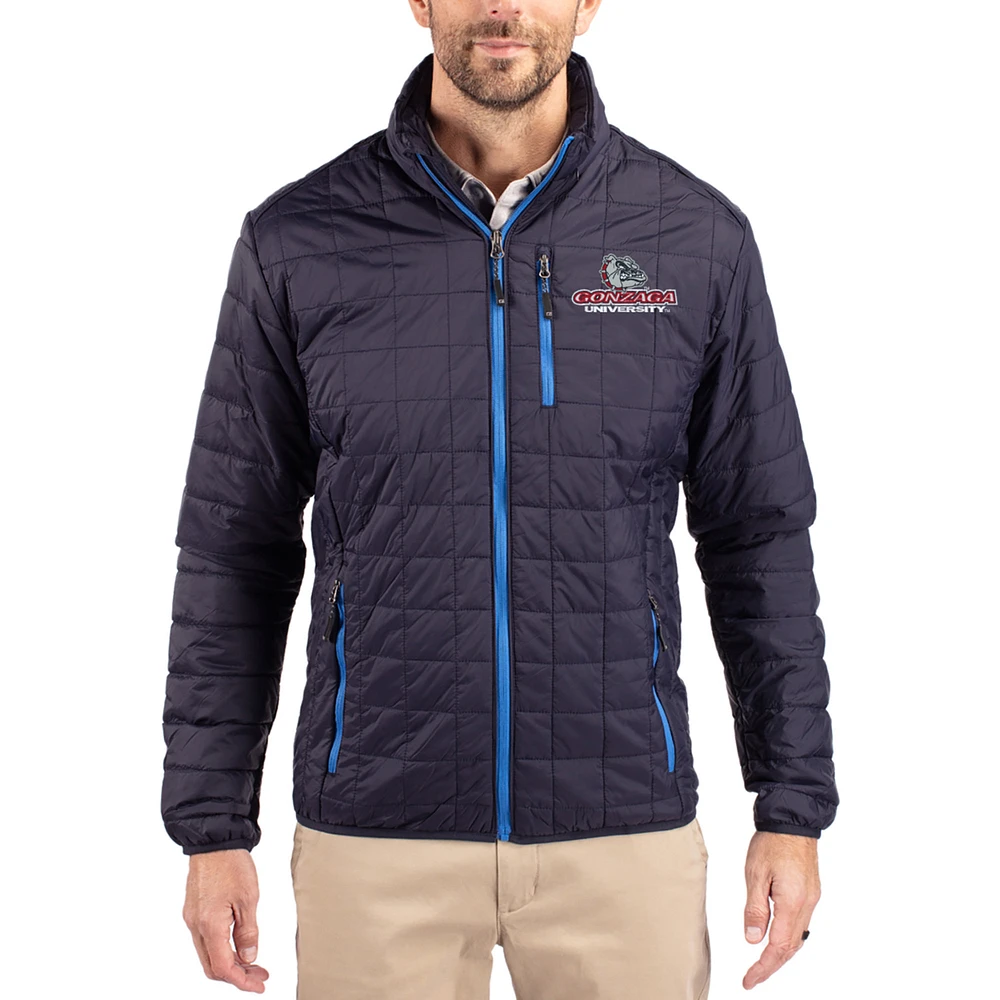 Men's Cutter & Buck Navy Gonzaga Bulldogs Rainier Eco Insulated PrimaLoft Full-Zip Puffer Jacket