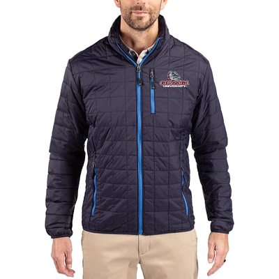 Men's Cutter & Buck  Navy Gonzaga Bulldogs Rainier Eco Insulated PrimaLoft Full-Zip Puffer Jacket