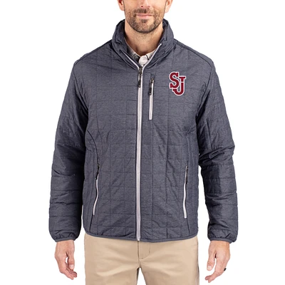 Men's Cutter & Buck  Anthracite St. John's Red Storm Rainier Eco Insulated PrimaLoft Full-Zip Puffer Jacket