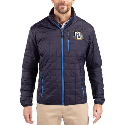 Men's Cutter & Buck  Navy Marquette Golden Eagles Rainier Eco Insulated PrimaLoft Full-Zip Puffer Jacket