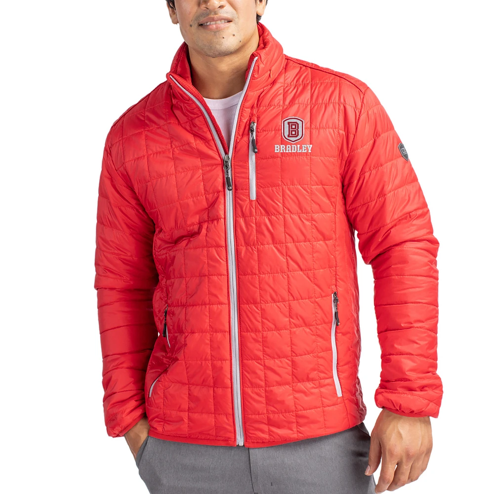 Men's Cutter & Buck Red Bradley Braves Rainier Eco Insulated PrimaLoft Full-Zip Puffer Jacket