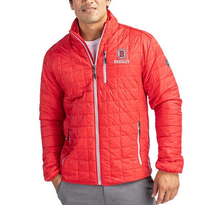 Men's Cutter & Buck  Red Bradley Braves Rainier Eco Insulated PrimaLoft Full-Zip Puffer Jacket