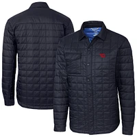 Men's Cutter & Buck  Navy Dayton Flyers Ranier Eco Insulated PrimaLoft Full-Snap Shacket