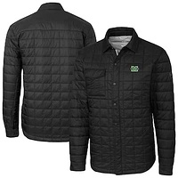 Men's Cutter & Buck  Black Marshall Thundering Herd Ranier Eco Insulated PrimaLoft Full-Snap Shacket