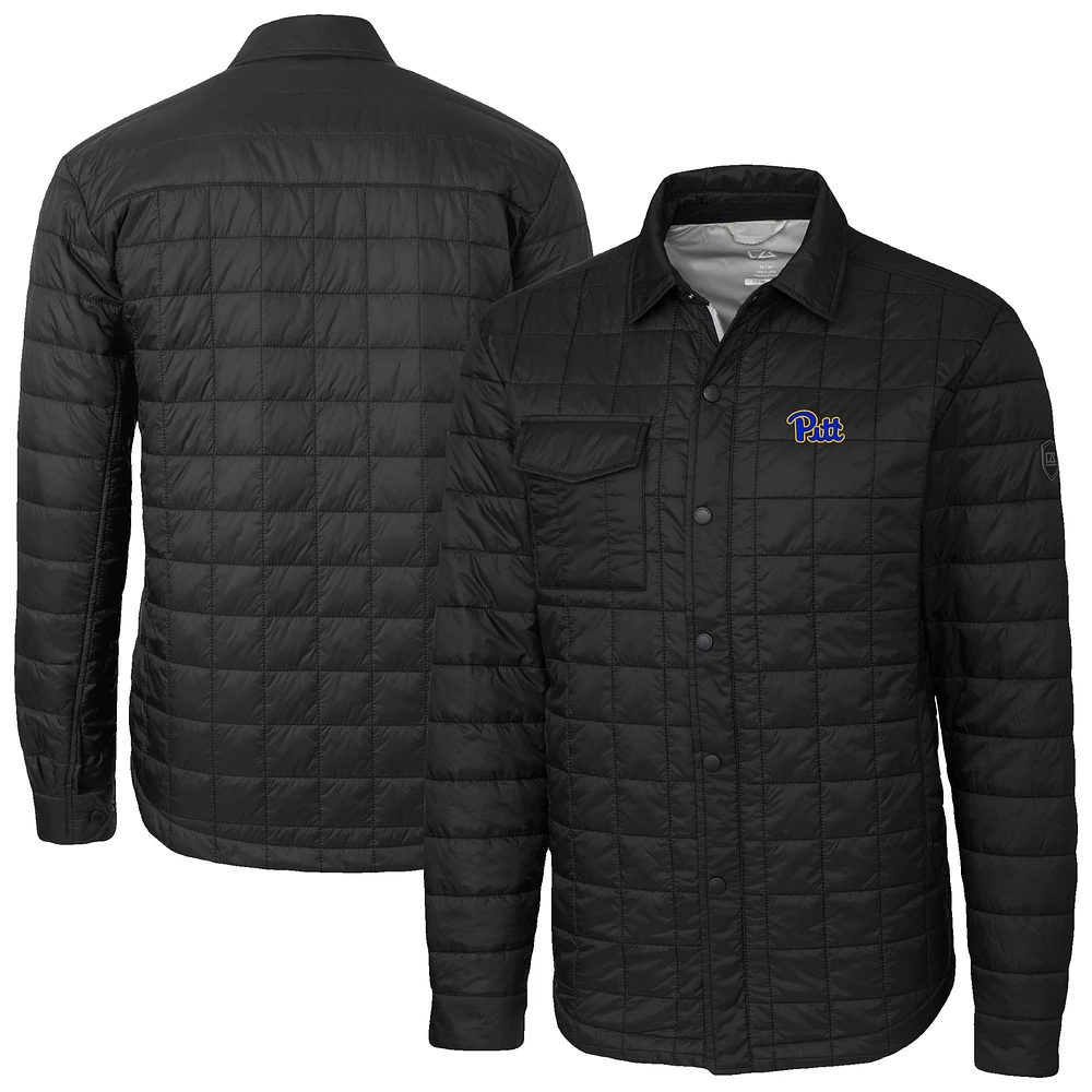 Men's Cutter & Buck Black Pitt Panthers Ranier Eco Insulated PrimaLoft Full-Snap Shacket