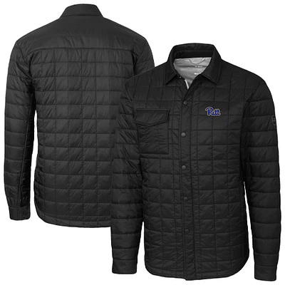 Men's Cutter & Buck  Black Pitt Panthers Ranier Eco Insulated PrimaLoft Full-Snap Shacket