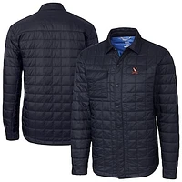 Men's Cutter & Buck  Navy Virginia Cavaliers Ranier Eco Insulated PrimaLoft Full-Snap Shacket