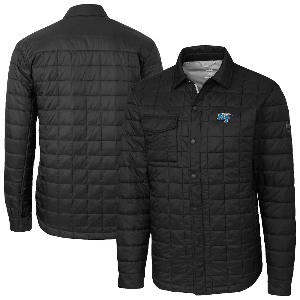 Men's Cutter & Buck Black MTSU Blue Raiders Ranier Eco Insulated PrimaLoft Full-Snap Shacket