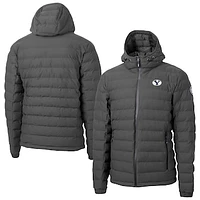 Men's Cutter & Buck  Gray BYU Cougars Mission Ridge Eco Insulated Repreve Hooded Full-Zip Puffer Jacket