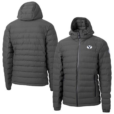 Men's Cutter & Buck  Gray BYU Cougars Mission Ridge Eco Insulated Repreve Hooded Full-Zip Puffer Jacket
