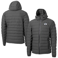 Men's Cutter & Buck  Gray BYU Cougars Mission Ridge Eco Insulated Repreve Hooded Full-Zip Puffer Jacket