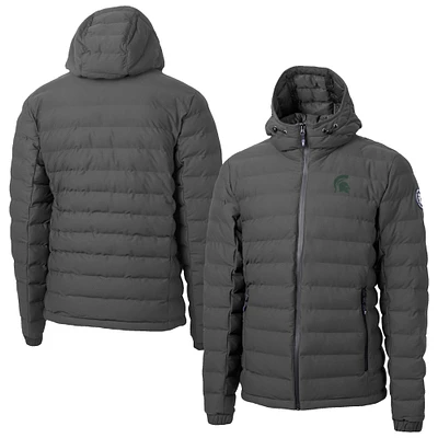 Men's Cutter & Buck  Gray Michigan State Spartans Mission Ridge Eco Insulated Repreve Hooded Full-Zip Puffer Jacket