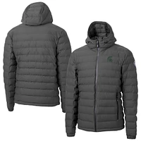 Men's Cutter & Buck  Gray Michigan State Spartans Mission Ridge Eco Insulated Repreve Hooded Full-Zip Puffer Jacket