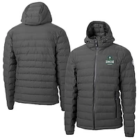 Men's Cutter & Buck  Gray UNC Wilmington Seahawks Mission Ridge Eco Insulated Repreve Hooded Full-Zip Puffer Jacket