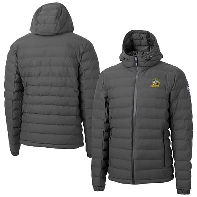 Men's Cutter & Buck  Gray Oregon Ducks Mission Ridge Eco Insulated Repreve Hooded Full-Zip Puffer Jacket