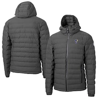 Men's Cutter & Buck  Gray Kansas Jayhawks Mission Ridge Eco Insulated Repreve Hooded Full-Zip Puffer Jacket
