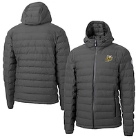 Men's Cutter & Buck  Gray Baldwin Wallace Yellow Jackets Mission Ridge Eco Insulated Repreve Hooded Full-Zip Puffer Jacket