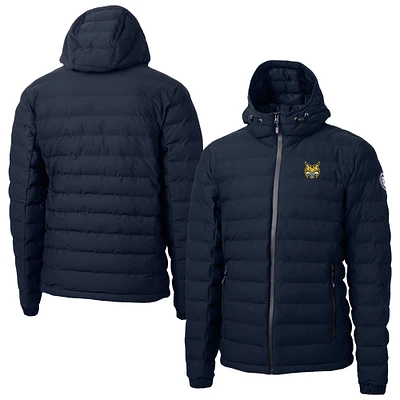 Men's Cutter & Buck  Navy Quinnipiac Bobcats Mission Ridge Eco Insulated Repreve Hooded Full-Zip Puffer Jacket