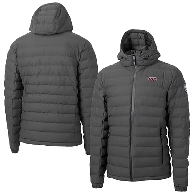 Men's Cutter & Buck  Gray UIC Flames Mission Ridge Eco Insulated Repreve Hooded Full-Zip Puffer Jacket
