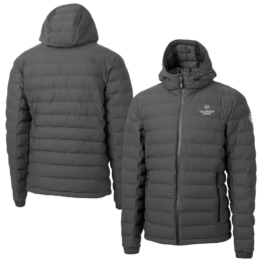 Men's Cutter & Buck Gray Colorado State Rams Mission Ridge Eco Insulated Repreve Hooded Full-Zip Puffer Jacket