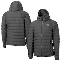 Men's Cutter & Buck  Gray Hawaii Rainbow Warriors Mission Ridge Eco Insulated Repreve Hooded Full-Zip Puffer Jacket