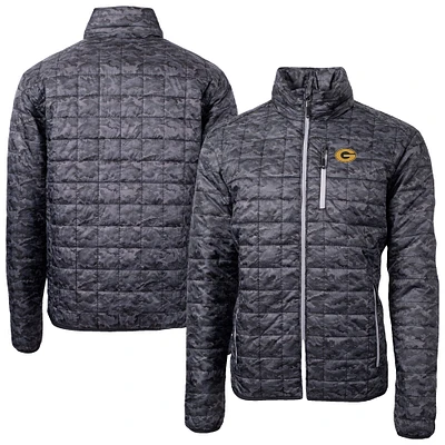 Men's Cutter & Buck  Black Grambling Tigers Rainier Eco Insulated Camo PrimaLoft Full-Zip Puffer Jacket