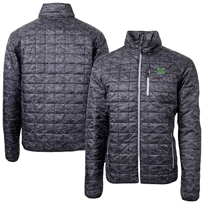 Men's Cutter & Buck  Black Marshall Thundering Herd Rainier Eco Insulated Camo PrimaLoft Full-Zip Puffer Jacket