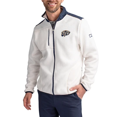 Men's Cutter & Buck Oatmeal UTEP Miners Cascade Eco Fleece Full-Zip Jacket