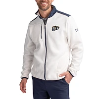Men's Cutter & Buck Oatmeal UTEP Miners Cascade Eco Fleece Full-Zip Jacket