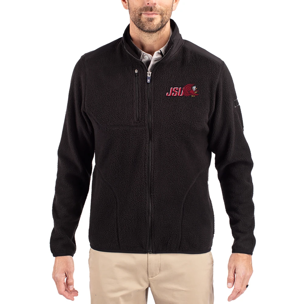 Men's Cutter & Buck Black Jacksonville State Gamecocks Cascade Eco Fleece Full-Zip Jacket