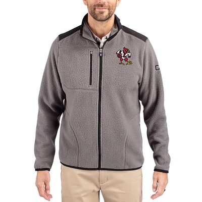 Men's Cutter & Buck Gray Louisville Cardinals Cascade Eco Fleece Full-Zip Jacket