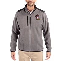 Men's Cutter & Buck Gray Louisville Cardinals Cascade Eco Fleece Full-Zip Jacket