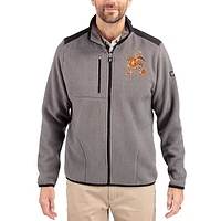 Men's Cutter & Buck Gray Miami Hurricanes Cascade Eco Fleece Full-Zip Jacket