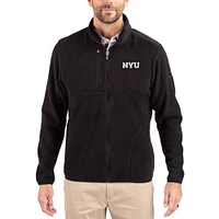Men's Cutter & Buck Black NYU Violets Cascade Eco Fleece Full-Zip Jacket