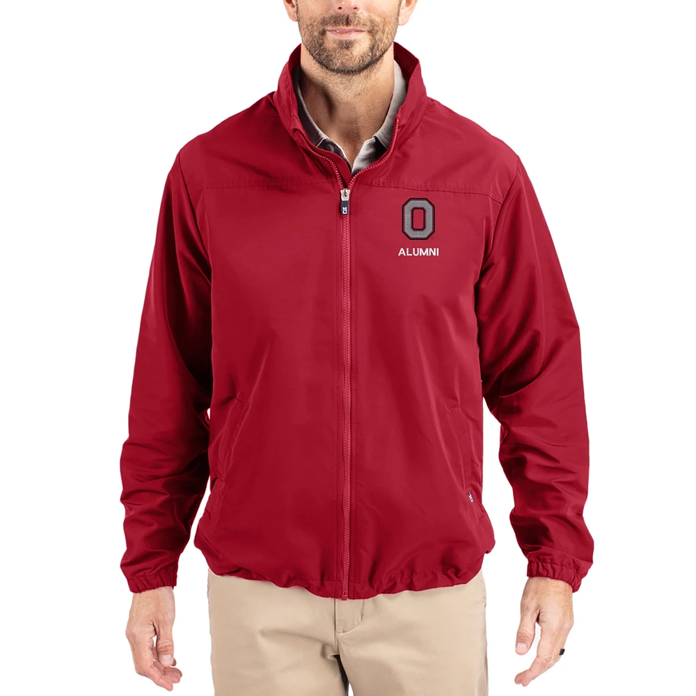 Men's Cutter & Buck Scarlet Ohio State Buckeyes Charter Eco Recycled Full-Zip Jacket