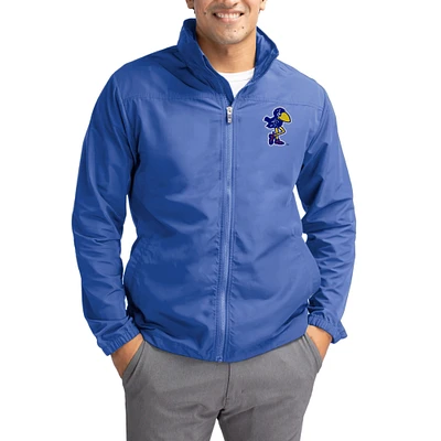 Men's Cutter & Buck Royal Kansas Jayhawks Charter Eco Recycled Full-Zip Jacket