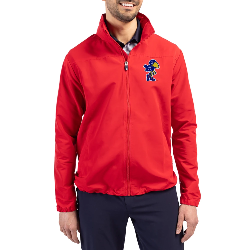 Men's Cutter & Buck Kansas Jayhawks Charter Eco Recycled Full-Zip Jacket