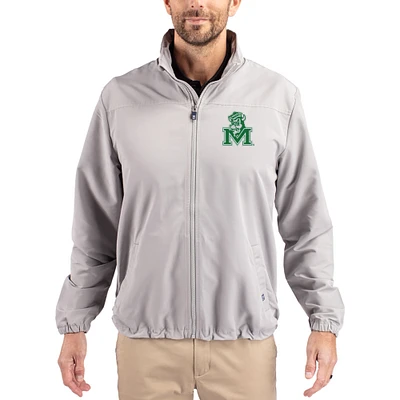 Men's Cutter & Buck Gray Marshall Thundering Herd Charter Eco Recycled Full-Zip Jacket