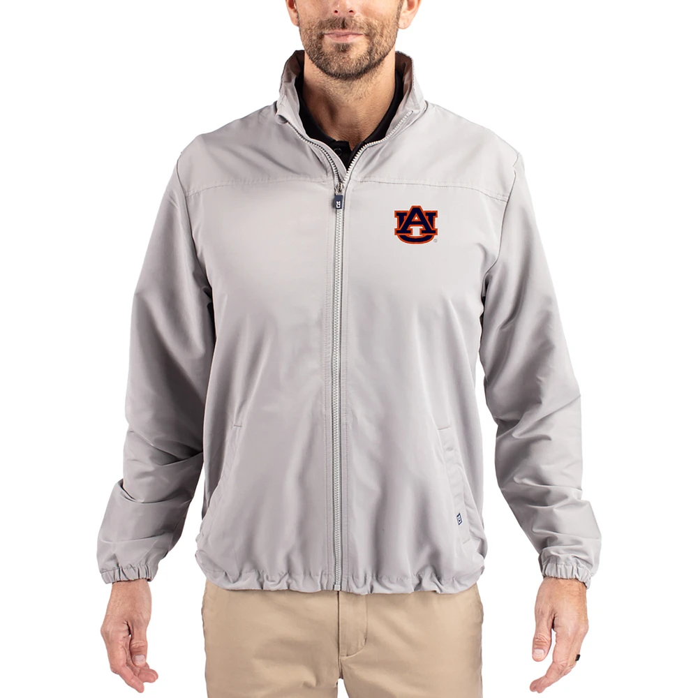 Men's Cutter & Buck Gray Auburn Tigers Charter Eco Recycled Full-Zip Jacket