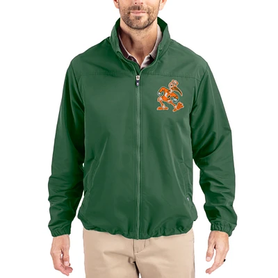 Men's Cutter & Buck Hunter Green Miami Hurricanes Charter Eco Recycled Full-Zip Jacket