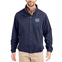 Men's Cutter & Buck Navy North Carolina Tar Heels Charter Eco Recycled Full-Zip Jacket
